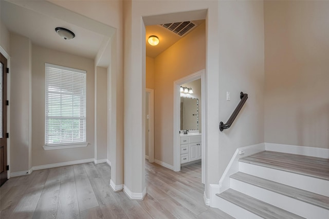 5442 Jackson Park Ln, Katy, TX 77494 - staircase featuring wood finished floors and baseboards