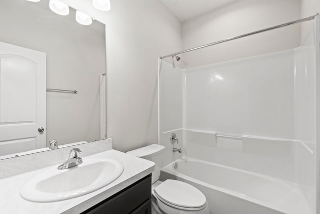 18061 Atwood Mill Dr, New Caney, TX 77357 - bathroom with vanity, toilet, and shower / tub combination