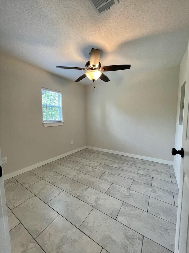 527 W 4th St, Freeport, TX 77541 - unfurnished room with a ceiling fan, a textured ceiling, baseboards, and electric panel