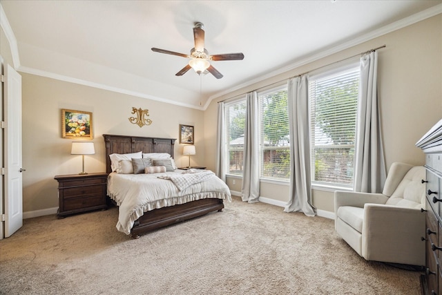 21307 Plum Gate Ct, Richmond, TX 77407 - carpeted bedroom with crown molding, baseboards, and ceiling fan