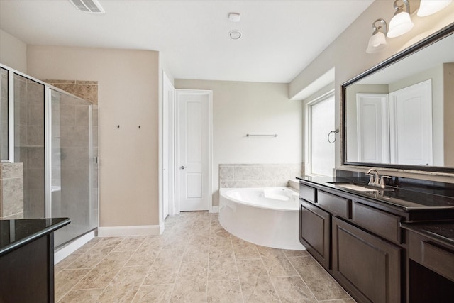 21307 Plum Gate Ct, Richmond, TX 77407 - full bath with vanity, a bath, and a shower stall