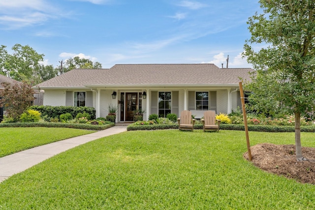 6147 Chevy Chase Dr, Houston, TX 77057 - single story home with a front lawn, brick siding, and a shingled roof