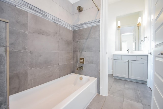 7818 Ludington Dr, Houston, TX 77071 - bathroom with vanity, tile patterned floors, and bathtub / shower combination