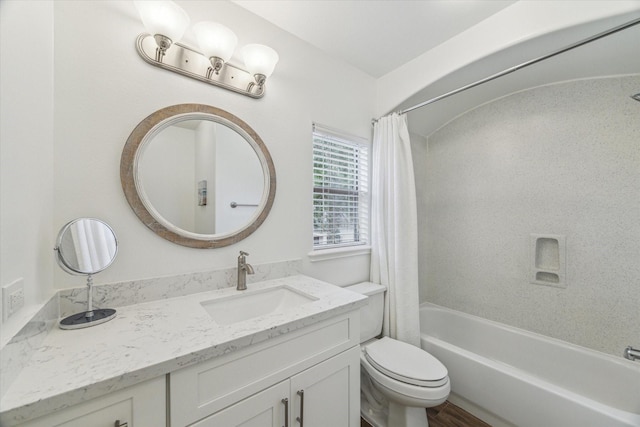 4303 Stonebrook Ln, Missouri City, TX 77459 - bathroom with vanity, shower / bath combo with shower curtain, and toilet