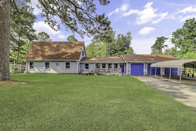 1239 Indian Hill Blvd, Livingston, TX 77351 - view of front of home featuring covered porch, a front yard, an attached garage, concrete driveway, and roof with shingles