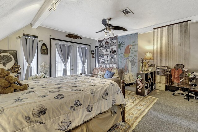 1239 Indian Hill Blvd, Livingston, TX 77351 - bedroom with carpet floors, ceiling fan, and a textured ceiling