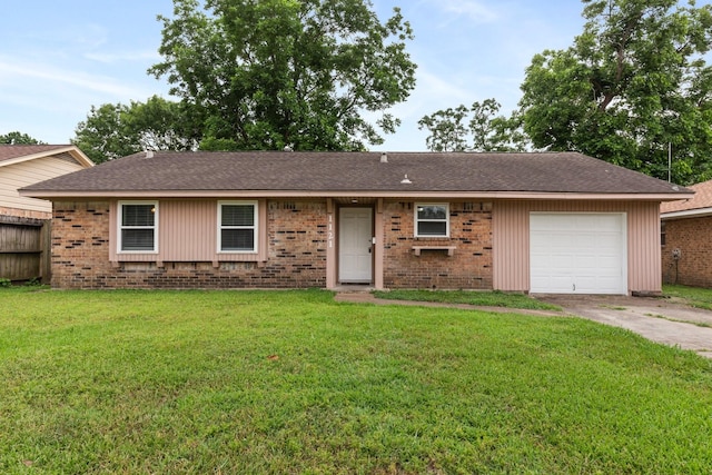1121 E 13th St, Deer Park, TX 77536 - single story home with brick siding, concrete driveway, a garage, and a front lawn