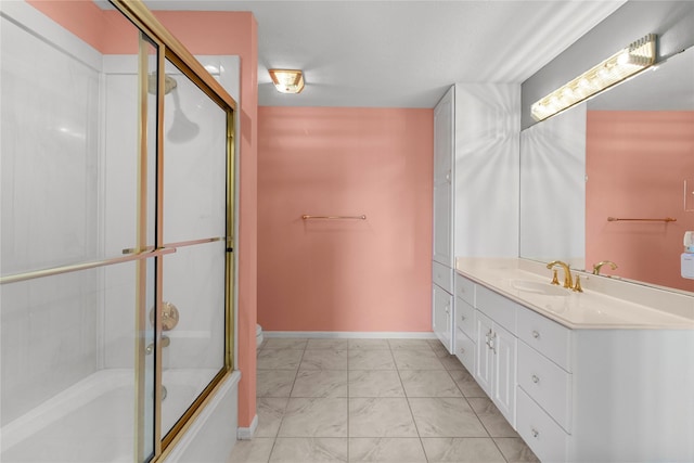 1022 Darcy St, Galveston, TX 77554 - bathroom with marble finish flooring, vanity, toilet, baseboards, and shower / bath combination with glass door