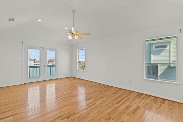 1022 Darcy St, Galveston, TX 77554 - spare room with light wood finished floors, ceiling fan, lofted ceiling, baseboards, and recessed lighting