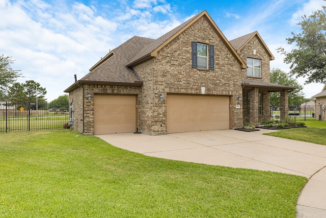 26010 Pagemill Ln, Richmond, TX 77406 - view of front of house featuring driveway, brick siding, a garage, and a shingled roof