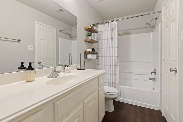 4423 Olive Field Ct, Richmond, TX 77469 - full bath with toilet, vanity, wood finished floors, and shower / bathtub combination with curtain