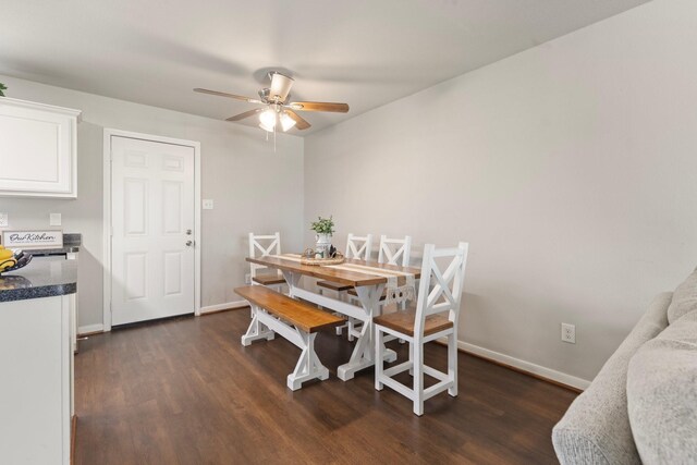 4423 Olive Field Ct, Richmond, TX 77469 - dining space featuring ceiling fan, dark wood finished floors, and baseboards