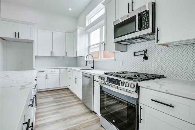 1913 Hoskins Dr Unit F, Houston, TX 77080 - kitchen with appliances with stainless steel finishes, a sink, white cabinetry, and backsplash