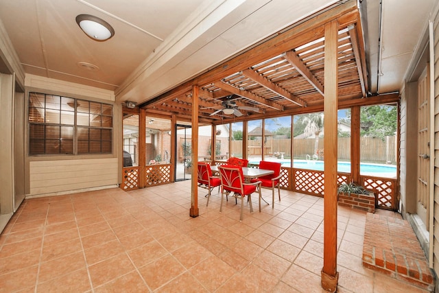 1207 W Edgewood Dr, Friendswood, TX 77546 - sunroom / solarium featuring outdoor dining area and a ceiling fan