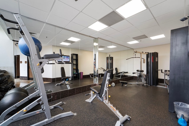 3525 Sage Rd Unit 1104, Houston, TX 77056 - workout area featuring a paneled ceiling