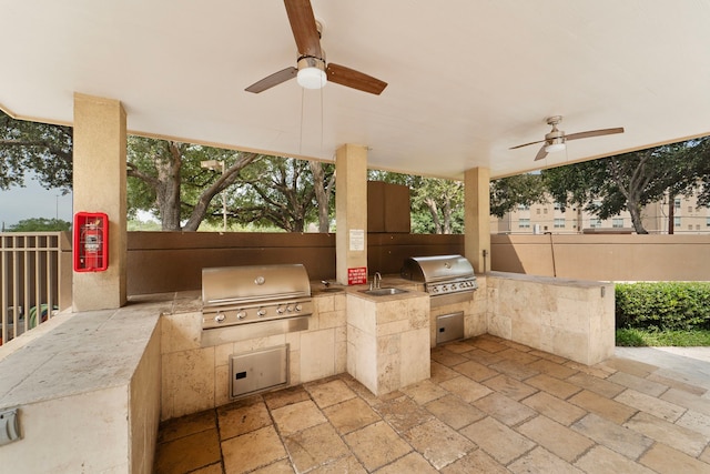 3525 Sage Rd Unit 1104, Houston, TX 77056 - view of patio / terrace featuring a ceiling fan and a sink