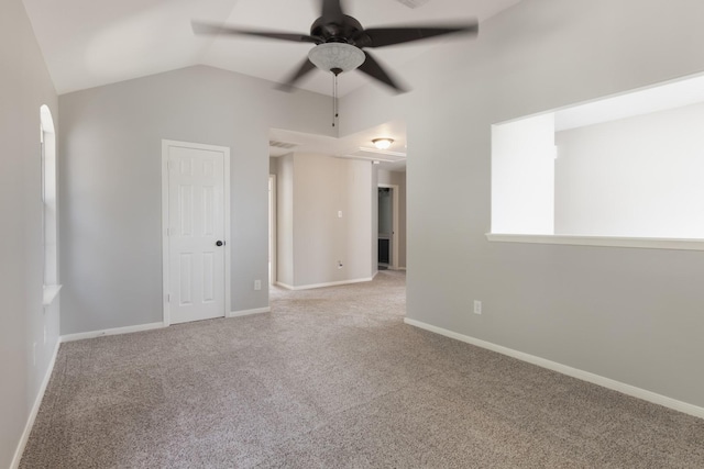 5903 Bonners Park Ct, Katy, TX 77449 - carpeted spare room with ceiling fan, attic access, lofted ceiling, and baseboards