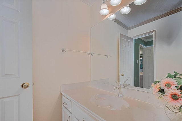 11203 Chestnut Woods Trl, Houston, TX 77065 - bathroom with crown molding and vanity