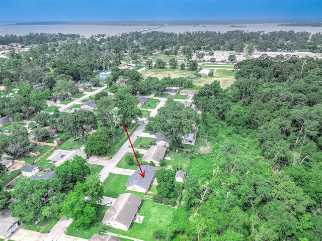 723 Pas Trl, Houston, TX 77336 - aerial overview of property's location with a large body of water and nearby suburban area