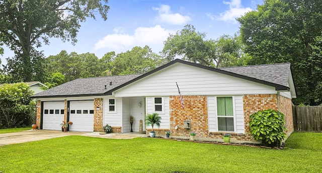 723 Pas Trl, Houston, TX 77336 - ranch-style house with an attached garage, driveway, roof with shingles, and brick siding