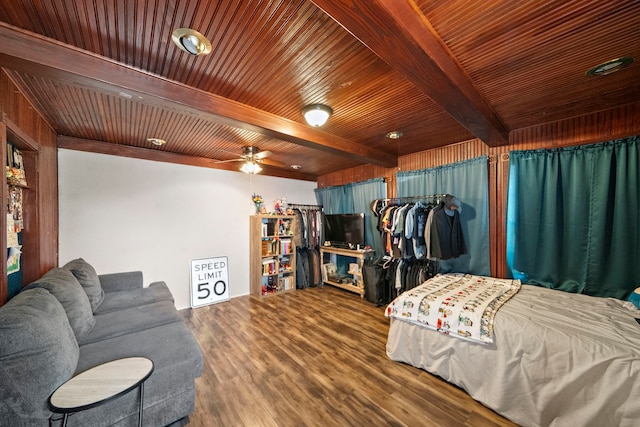 3808 Cottonwood Dr, La Porte, TX 77571 - bedroom featuring wood finished floors and wooden ceiling with exposed beams
