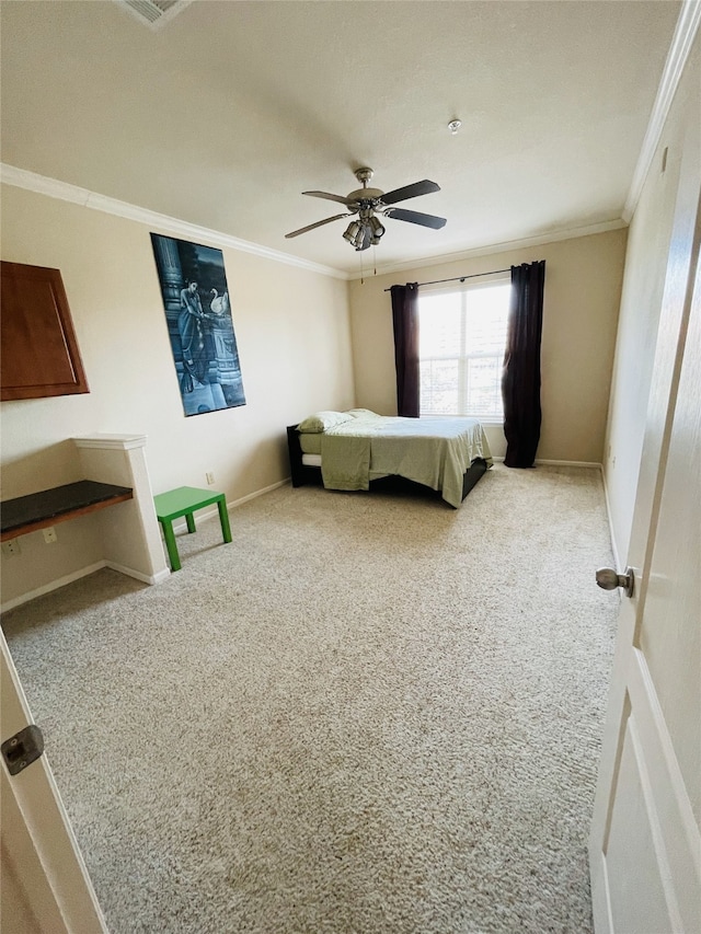1711 Old Spanish Trl Unit 127, Houston, TX 77054 - bedroom with crown molding, carpet flooring, baseboards, and a ceiling fan