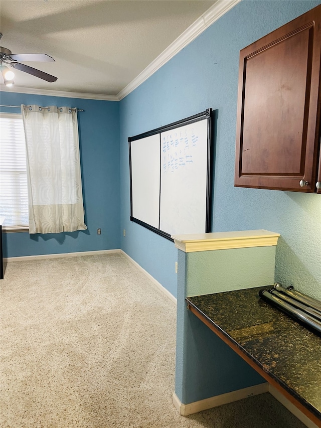 1711 Old Spanish Trl Unit 127, Houston, TX 77054 - carpeted cinema room with ceiling fan, crown molding, and baseboards