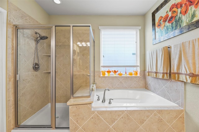26020 Bassfield Ln, Katy, TX 77494 - full bathroom featuring a garden tub and a stall shower