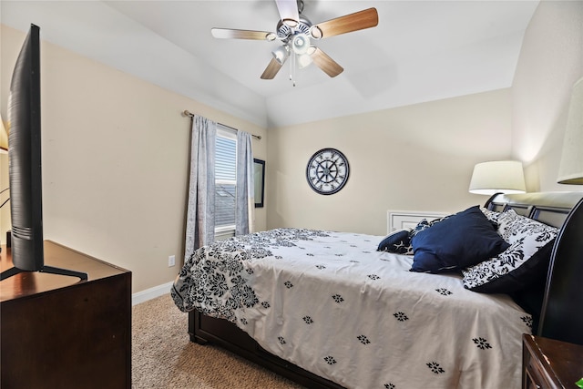 26020 Bassfield Ln, Katy, TX 77494 - carpeted bedroom featuring baseboards, ceiling fan, and lofted ceiling