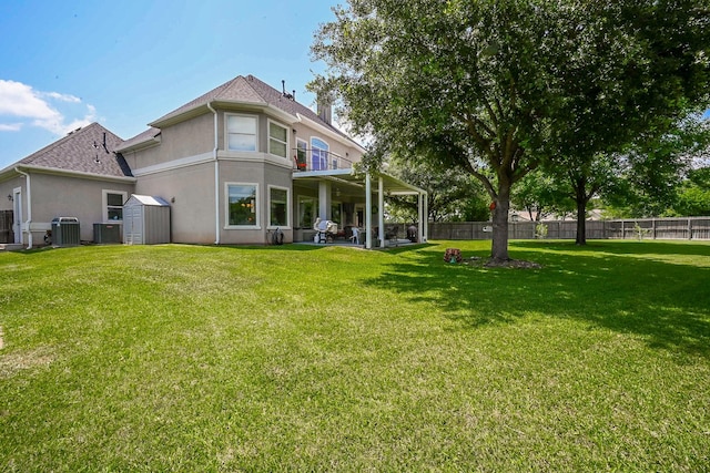 57 Cloverdale Ct, Montgomery, TX 77356 - rear view of property with a balcony, stucco siding, cooling unit, and a shingled roof