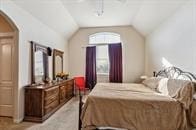 57 Cloverdale Ct, Montgomery, TX 77356 - bedroom with lofted ceiling, arched walkways, and ceiling fan