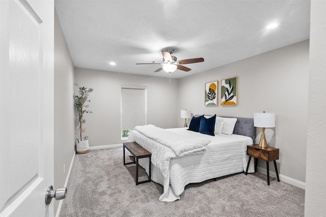 1139 Lehman St, Houston, TX 77018 - carpeted bedroom with a ceiling fan, recessed lighting, and baseboards