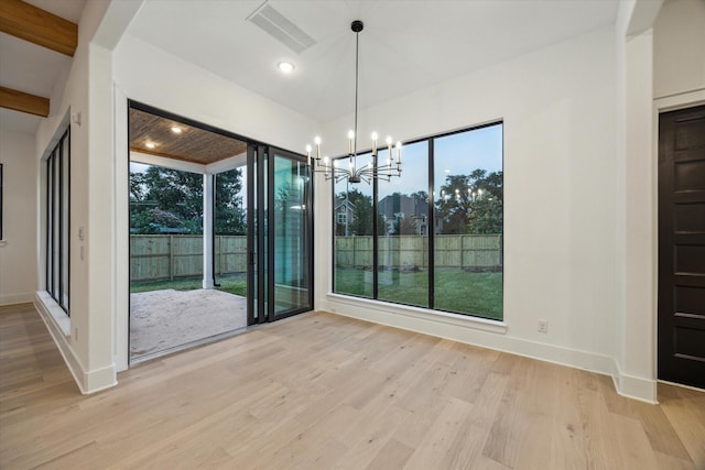1112 Kinley Ln, Houston, TX 77018 - unfurnished dining area with light wood-style flooring, a chandelier, and recessed lighting
