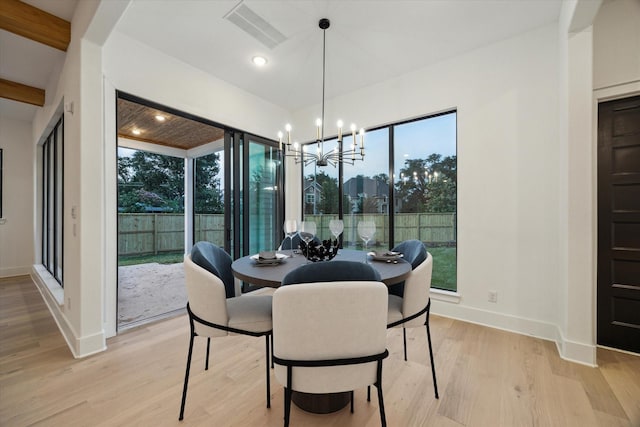 1112 Kinley Ln, Houston, TX 77018 - dining space featuring a chandelier, light wood-type flooring, and recessed lighting