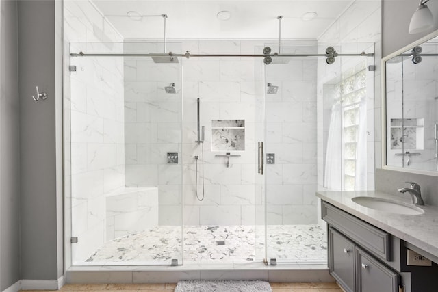 1706 Brightlake Way, Missouri City, TX 77459 - bathroom with vanity and a shower stall