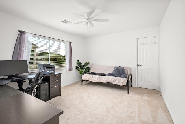 1706 Brightlake Way, Missouri City, TX 77459 - office with ceiling fan, baseboards, and light carpet