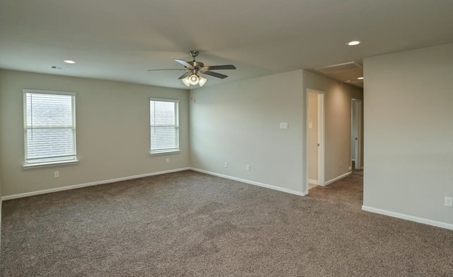 5422 Wildbrush Dr, Richmond, TX 77407 - carpeted spare room with plenty of natural light, attic access, ceiling fan, baseboards, and recessed lighting