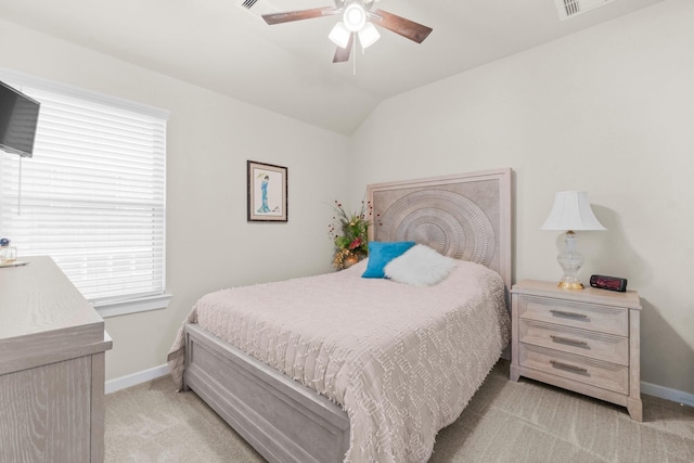 371 Westlake Terrace Dr, Conroe, TX 77304 - carpeted bedroom with baseboards, ceiling fan, and vaulted ceiling
