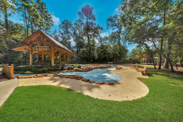 296 N Cascade Heights Dr, Montgomery, TX 77316 - view of swimming pool with a gazebo and a yard