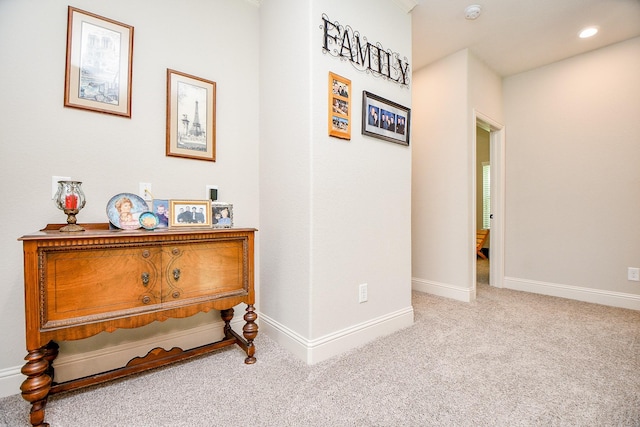 1704 Graystone Hills Dr, Conroe, TX 77304 - hall featuring carpet flooring, baseboards, and recessed lighting