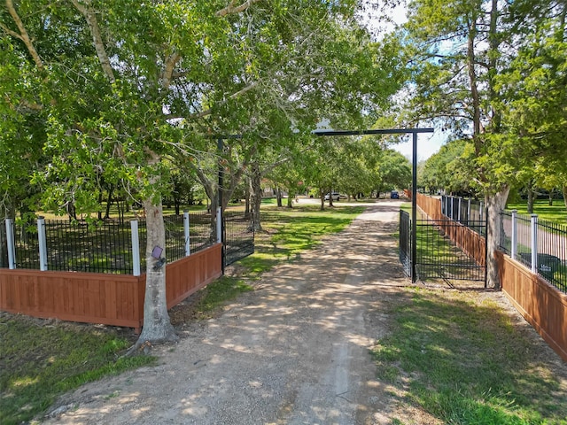 6121 County Road 225, Hungerford, TX 77448 - view of dirt / gravel road featuring a gate and a gated entry