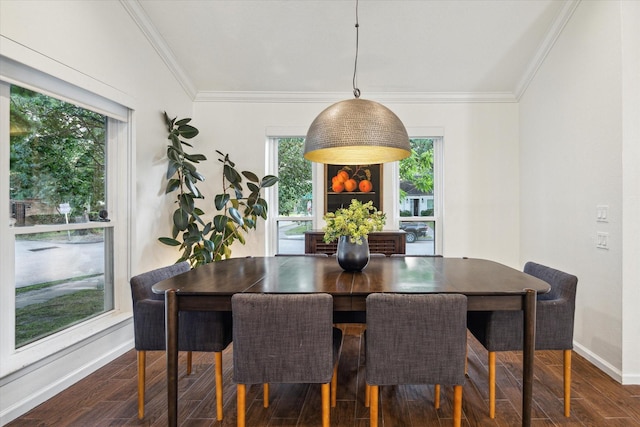 2227 Holly Knoll St, Houston, TX 77077 - dining area featuring wood finished floors, baseboards, and ornamental molding