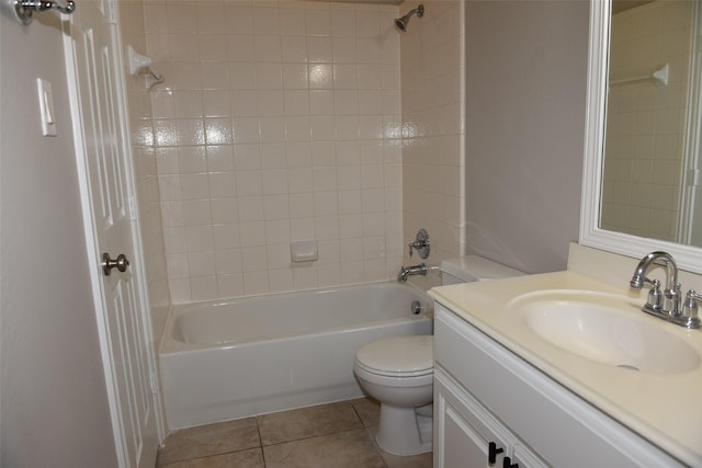 3314 Saint Charles Ct, Missouri City, TX 77459 - bathroom with toilet, vanity, tile patterned floors, and shower / tub combination