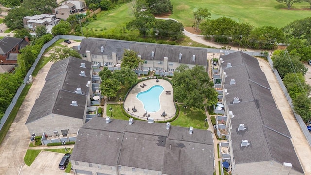 406 Wilcrest Dr Unit 406, Houston, TX 77042 - aerial overview of property's location with a pool, nearby suburban area, and a golf club