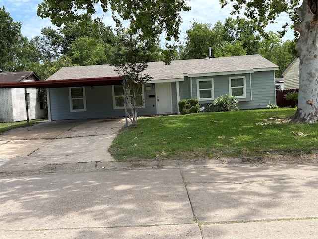 5159 Dumore Dr, Houston, TX 77048 - ranch-style house featuring driveway, a front lawn, and a carport