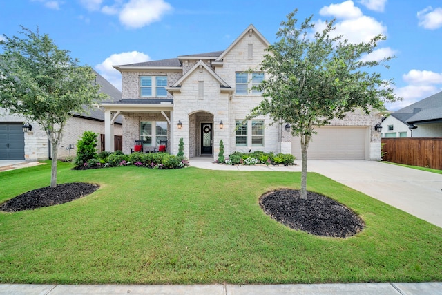 2310 Desert Holly Dr, Katy, TX 77493 - view of front facade featuring driveway, a garage, stone siding, and brick siding