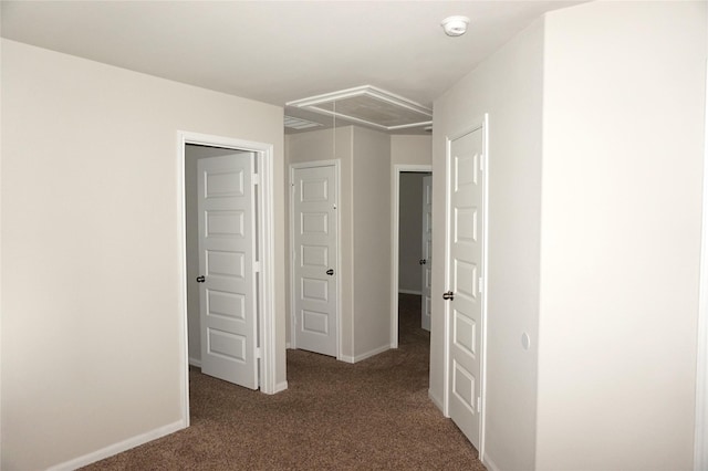 21930 King Heights Ln, Houston, TX 77073 - hallway featuring attic access, carpet, and baseboards