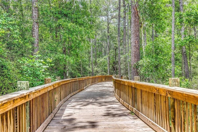 2947 Palominos Way, Conroe, TX 77301 - surrounding community with a view of trees and a wooden deck