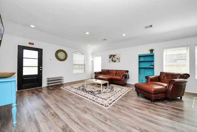 2947 Palominos Way, Conroe, TX 77301 - living area featuring wood finished floors and recessed lighting