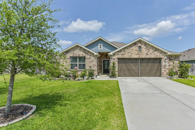 22107 Juniper Crossing Dr, New Caney, TX 77357 - view of front facade with an attached garage, concrete driveway, and a front yard